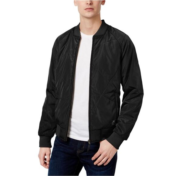 William Rast Mens Zane Quilted Bomber Jacket, Black, NWT